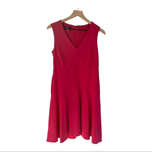 Nine West Pink V-Neck Sleeveless Fit and Flare Dress Size 6 - Picture 1 of 7